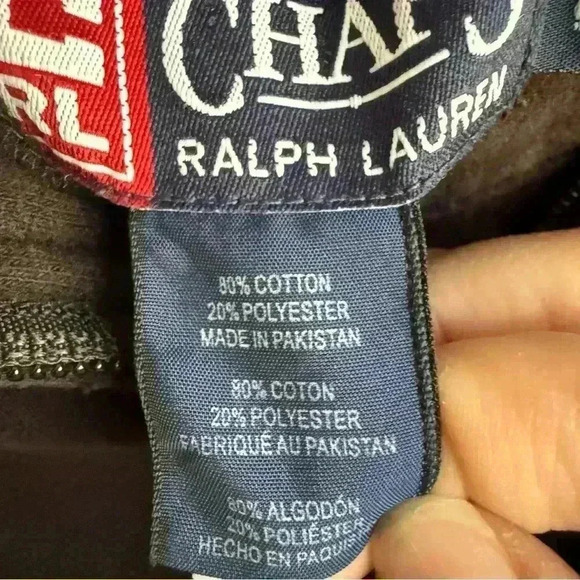 Chaps Ralph Lauren Quarter Zip Sweatshirt Black Large Vintage Y2K Preppy Classic - Picture 4 of 13